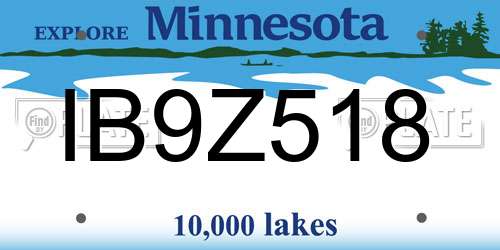 IB9Z518 Minnesota License Plate