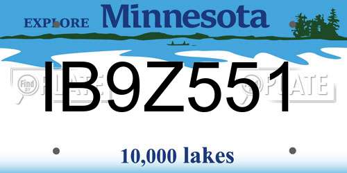 IB9Z551 Minnesota License Plate