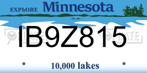 IB9Z815 Minnesota License Plate