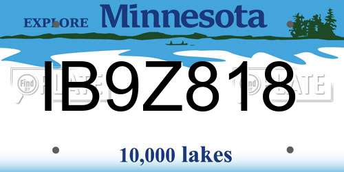 IB9Z818 Minnesota License Plate