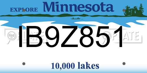 IB9Z851 Minnesota License Plate