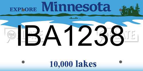 IBA1238 Minnesota License Plate