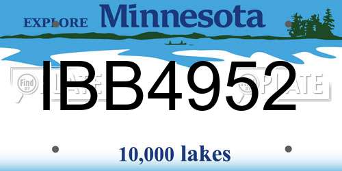 IBB4952 Minnesota License Plate