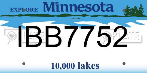 IBB7752 Minnesota License Plate