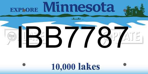 IBB7787 Minnesota License Plate