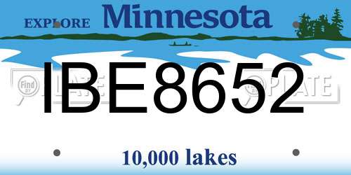 IBE8652 Minnesota License Plate