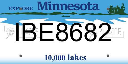 IBE8682 Minnesota License Plate