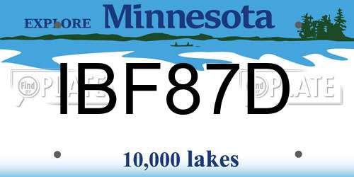 IBF87D Minnesota License Plate