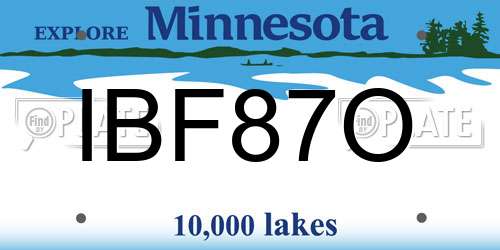 IBF87O Minnesota License Plate