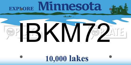 IBKM72 Minnesota License Plate
