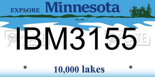 IBM3155 Minnesota License Plate