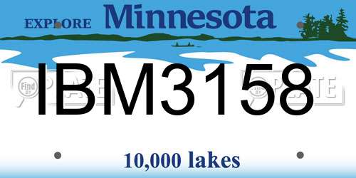 IBM3158 Minnesota License Plate