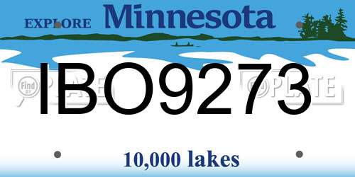 IBO9273 Minnesota License Plate