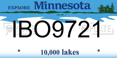IBO9721 Minnesota License Plate
