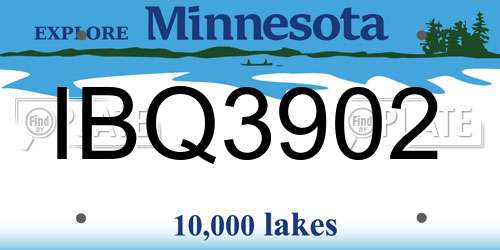 IBQ3902 Minnesota License Plate