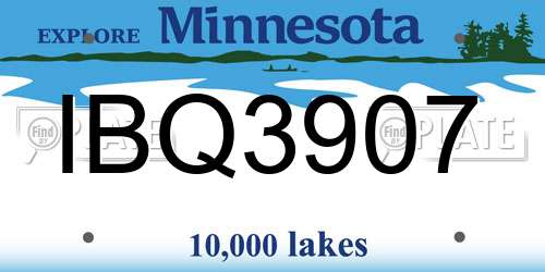 IBQ3907 Minnesota License Plate