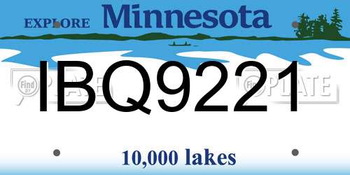 IBQ9221 Minnesota License Plate