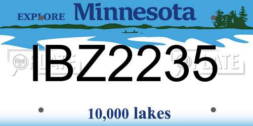 IBZ2235 Minnesota License Plate