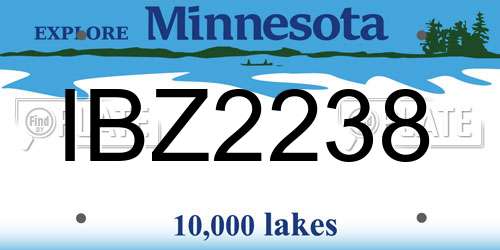 IBZ2238 Minnesota License Plate