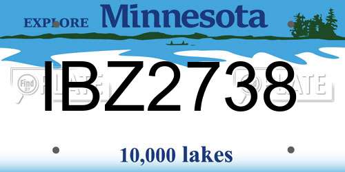 IBZ2738 Minnesota License Plate