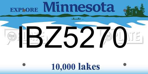 IBZ5270 Minnesota License Plate