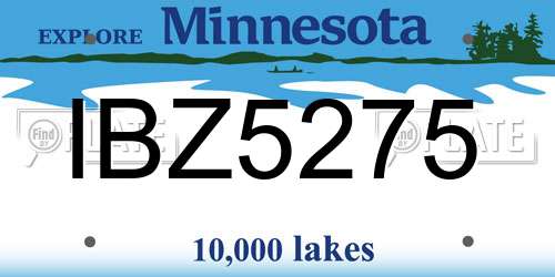 IBZ5275 Minnesota License Plate