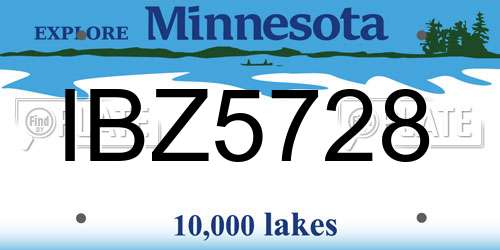 IBZ5728 Minnesota License Plate