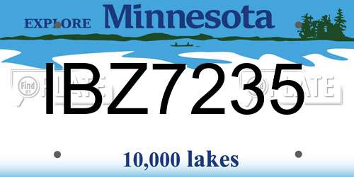 IBZ7235 Minnesota License Plate