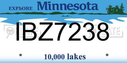 IBZ7238 Minnesota License Plate