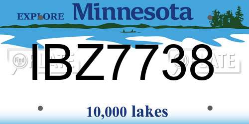 IBZ7738 Minnesota License Plate