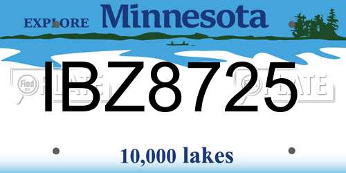 IBZ8725 Minnesota License Plate