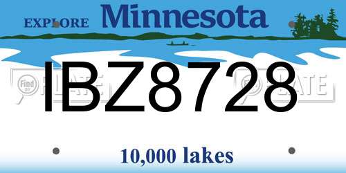 IBZ8728 Minnesota License Plate