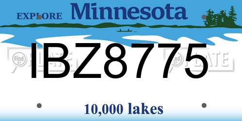 IBZ8775 Minnesota License Plate
