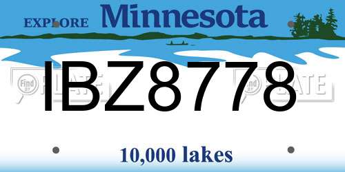 IBZ8778 Minnesota License Plate