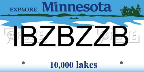 IBZBZZB Minnesota License Plate