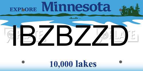 IBZBZZD Minnesota License Plate