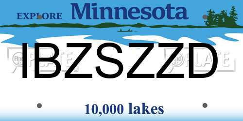 IBZSZZD Minnesota License Plate