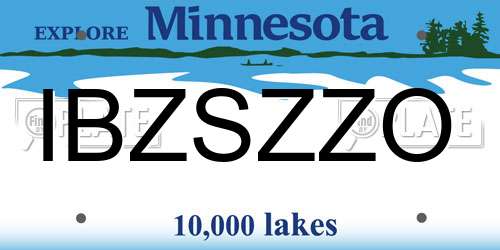 IBZSZZO Minnesota License Plate