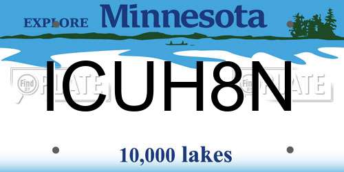 ICUH8N Minnesota License Plate