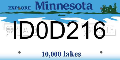 ID0D216 Minnesota License Plate