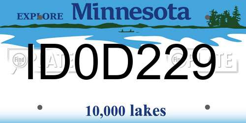ID0D229 Minnesota License Plate