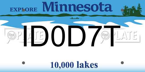 ID0D7T Minnesota License Plate