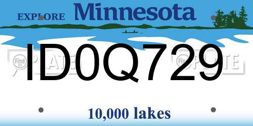 ID0Q729 Minnesota License Plate