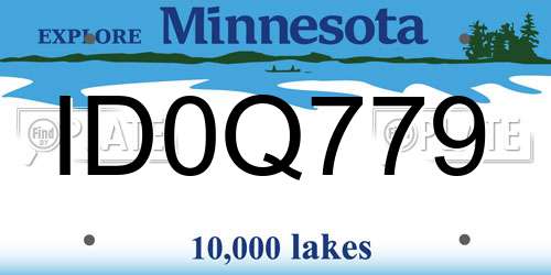 ID0Q779 Minnesota License Plate