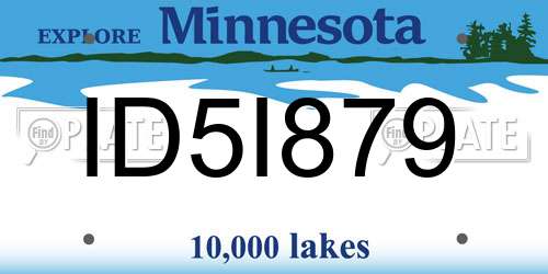 ID5I879 Minnesota License Plate