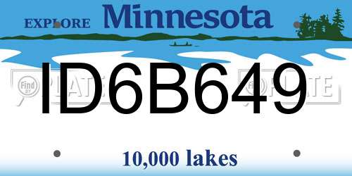 ID6B649 Minnesota License Plate