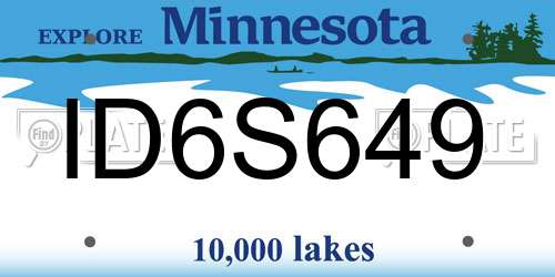 ID6S649 Minnesota License Plate