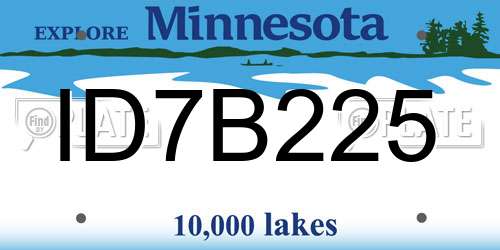 ID7B225 Minnesota License Plate