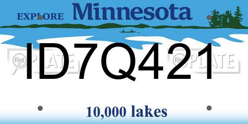 ID7Q421 Minnesota License Plate