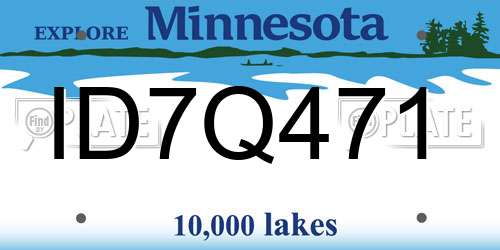 ID7Q471 Minnesota License Plate